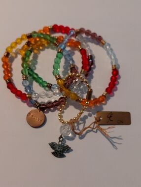 John Edwards Medium Multicolor Stretch Bracelet Set with Charm